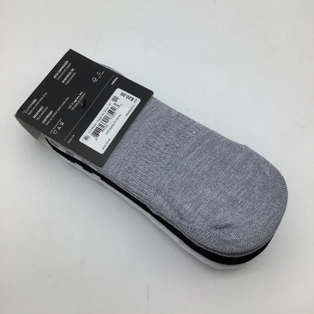 Adidas Superlite 6 Pack Super No Show‎ Socks White Black Grey Size 5-10 NEW